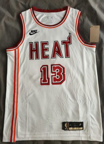 Maillot de Basket #13 Adebayo Miami heat 22-23 Vintage Blanc Imprimé